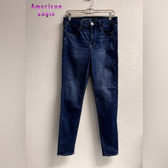 American Eagle Outfitters Denim - American Eagle Hi Rise Jeggings Dark Blue Wash Jeans Womans 8 Long